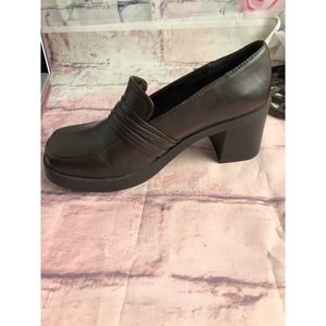 Mudd Women 9 Brown Loafers Stacked Platform Chunky